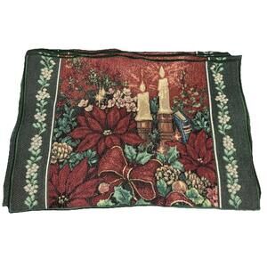 Vtg Christmas 4 Placemats Poinsetta Candles Red Green Gold USA